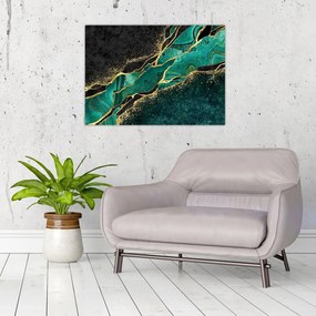 Tablou - Marmorat, petrol-auriu (70x50 cm)