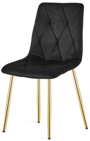 Scaun de sufragerie LIBRA din catifea neagra cu picioare aurii