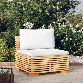 319156 vidaXL Canapea de mijloc pentru grădină cu perne crem, lemn masiv pin