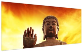 Tablou - Buddha cu fundal roșu și galben (120x50 cm)