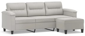 3153666 vidaXL Canapea cu 3 locuri și taburet, gri închis, 180 cm, microfibră