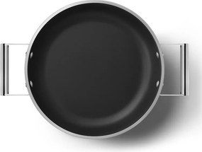 Oală joasă cu capac Smeg DPF2812CRM, 28 cm, 4,3 l, acoperire ceramică antiaderentă, potrivită pentru cuptor până la 250 °C, fără PFAS, compatibilă cu plitele cu inducție, culoare crem