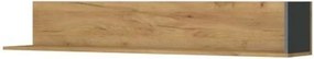 Polita SANTES, stejar auriu/gri antracit, PAL, 155x27x25 cm