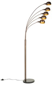 Lampă de podea de design bronz închis cu auriu 5 lumini - Sixties Marmo