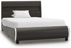 285026 vidaXL Cadru de pat cu LED, antracit, 90 x 200 cm, piele ecologică