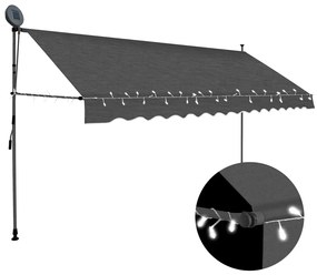 vidaXL Copertină retractabilă manual cu LED, antracit, 350 cm