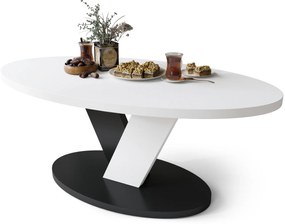 Mazzoni LOVA Alb/Negru - MĂSUȚĂ OVALĂ 110x60 cm MĂSUȚĂ DE CAFEA MODERNĂ