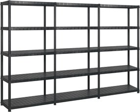 vidaXL Raft de depozitare 5 niveluri negru 274,5x45,7x185 cm, plastic