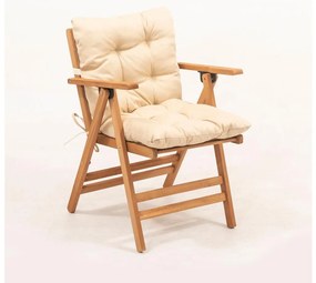 Scaun pliabil de grădină cu pernă, bej/carpen
