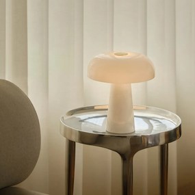 Veioza Design Nordic Minimalist, Marmura, Sticla, Glossy Mini alb
