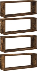 vidaXL Rafturi de perete cub, 4 buc., stejar fumuriu 60x15x23 cm, lemn