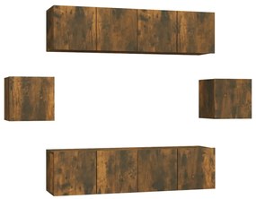 3120266 vidaXL Set dulapuri TV, 6 piese, stejar fumuriu, lemn prelucrat
