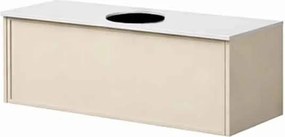 Set dulap baza suspendat KolpaSan Orphia 1 sertar 80 cm finisaj light grey cu blat Kerrock