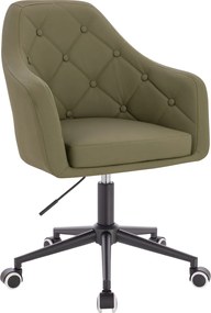 HR831K Scaun Khaki Piele Ecologica Premium Soft cu Bază Neagră