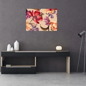 Tablou pe sticlă - Flori de epocă (70x50 cm)