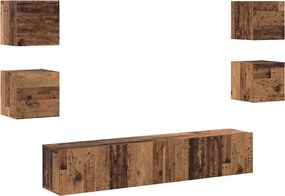 vidaXL Set comodă TV Pe perete 6 pcs Maro Lemn compozit