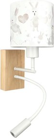 Brilagi - lampă LED Flex. BOBO WOOD 1xE27/25W/230V + LED/3W stejar/alb/iepurași