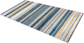 ANDRE 35950 covor lavabil Linii, geometric anti-alunecare - albastru / galben