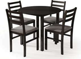 Set TORINO Masă rotundă + 4 scaune Negru / Gri Deschis
