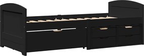 vidaXL Pat de zi cu 5 sertare fără saltea „IRUN” Negru 90x200 cm