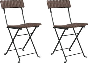 vidaXL Scaune de bistro pliante, 2 buc, maro, poliratan și oțel