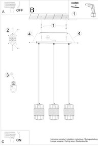Lustră pe cablu Sollux SL.1301 GIZUR 3xE27/15W/230V