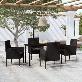 Set mobilier de gradina, 5 piese, negru negru si gri, Lungime masa 140 cm, 5