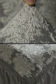 Husa elastica pentru fotoliu, cu volanas si model Jacquard Alb
