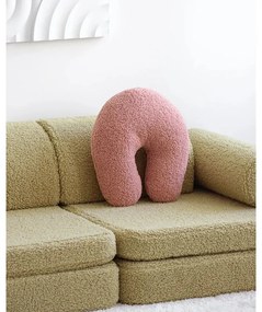 Pernă decorativă pentru copii roz cu tapițerie din țesătură bouclé U – Wigiwama