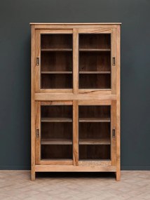 Vitrina din lemn reciclat si sticla, cu 4 usi glisante, Gustave