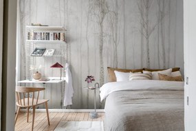 Tapet Birch Fog, White, Rebel Walls