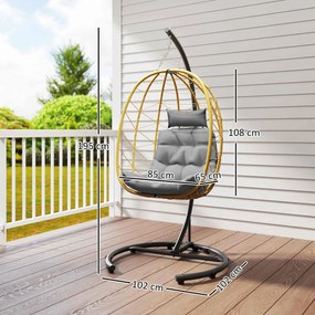 Outsunny Scaun Balansoar din Ratan din PE de Exterior cu Perna | Aosom Romania