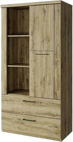 Dulap DOORSET, stejar navarra/negru, PAL laminat/plastic, 80x41x157 cm