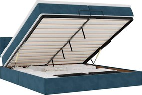 vidaXL Cadru de pat otoman cu saltea Albastru închis 200x200cm catifea
