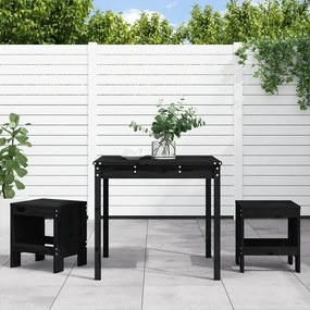 vidaXL Set bistro de grădină, 3 piese, negru, lemn masiv de pin