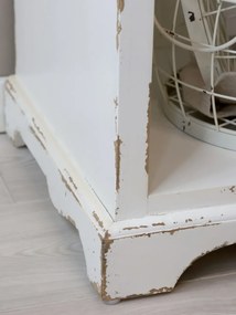 Bibliotecă shabby chic din lemn cu finisaj antichizat crem, 5 rafturi, 106×39×200 cm, „Violette"