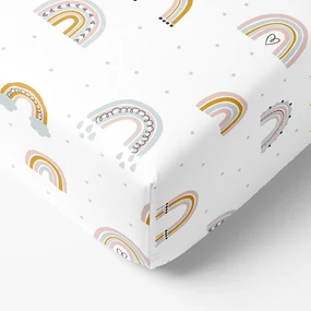 Goldea cearceaf de pat 100% bumbac cu elastic - curcubeu pictat 140 x 200 cm