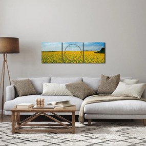 Tablou - câmp cu floarea soarelui (cu ceas) (90x30 cm)