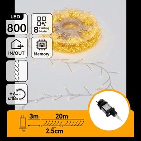 Aigostar - LED Ghirlandă de exterior pentru Crăciun 800xLED/8 funcții 23m IP44 alb cald