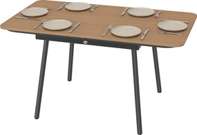 Outsunny Masă de grădină 140 x 80 cm pentru 6 persoane rezistentă la rugină masă de exterior cu blat WPC Picioare reglabile, Teak | Aosom Romania