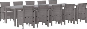 vidaXL Set de masă pentru grădină cu pernă 11 pcs Gri deschis