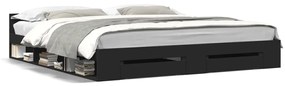 3280728 vidaXL Cadru de pat cu sertare, negru, 180x200 cm, lemn prelucrat
