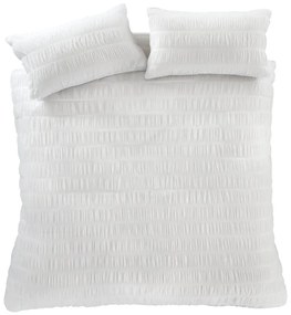 Lenjerie de pat albă din țesătură crep pentru pat dublu, extinsă 230x220 cm Seersucker – Catherine Lansfield