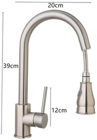 Baterie bucatarie para dus extractabila , inox satinat perlator doua functii TRENDY S