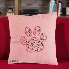 Perna Personalizata Labuta Dalmatian Roz Neon, 40x40 cm, Roz, Husa Detasabila, Perna Inclusa, BEKZ®