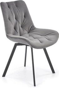 Scaun pivotant K519, gri, stofa catifelata/metal, 54x63x86 cm