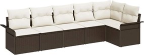 vidaXL Set de canapele pentru grădină cu pernă 6 pcs Maro Rattan poli
