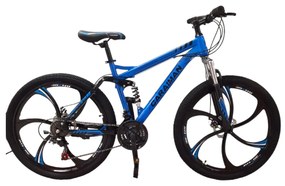 Bicicleta Caraiman, roti 26 inch, cu dubla suspensie, frane pe disc, albastra, BC63