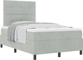 vidaXL Pat cu arcuri cu saltea Gri deschis 120 x 190 cm Catifea