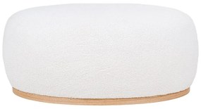 Taburet alb cu tapițerie din țesătură bouclé Manhattan – House Nordic